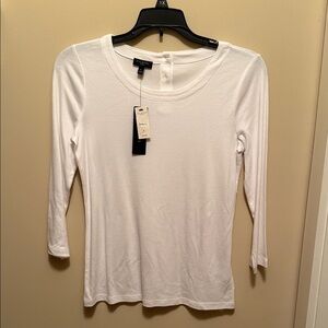 Talbots Women's Classic White Long Sleeve Tee